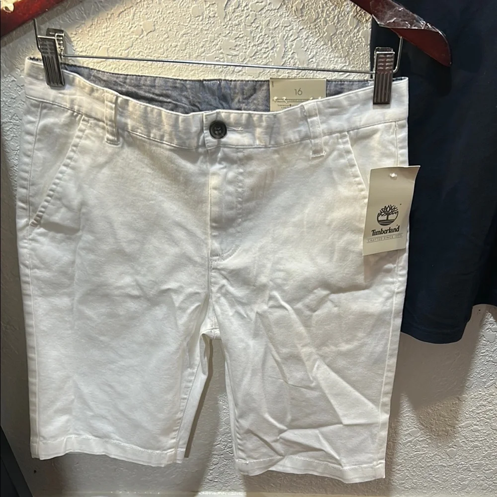 Abercrombie Black Polo Shirt and Timberland White Shorts Set size 16Boys set GUC